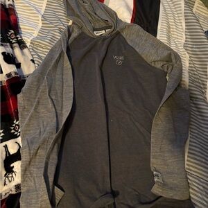 Vans Kids Long Sleeve Hoodie Tee in Dark Gray and Light Gray